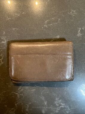 HOBO Taupe/Mushroom Leather Card Wallet - Compact Folded Design